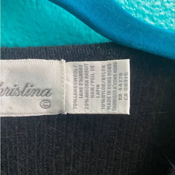 Marisa Christina Lambswool Angora Black Gold Medallion Sweater Size S-M - Picture 8 of 10